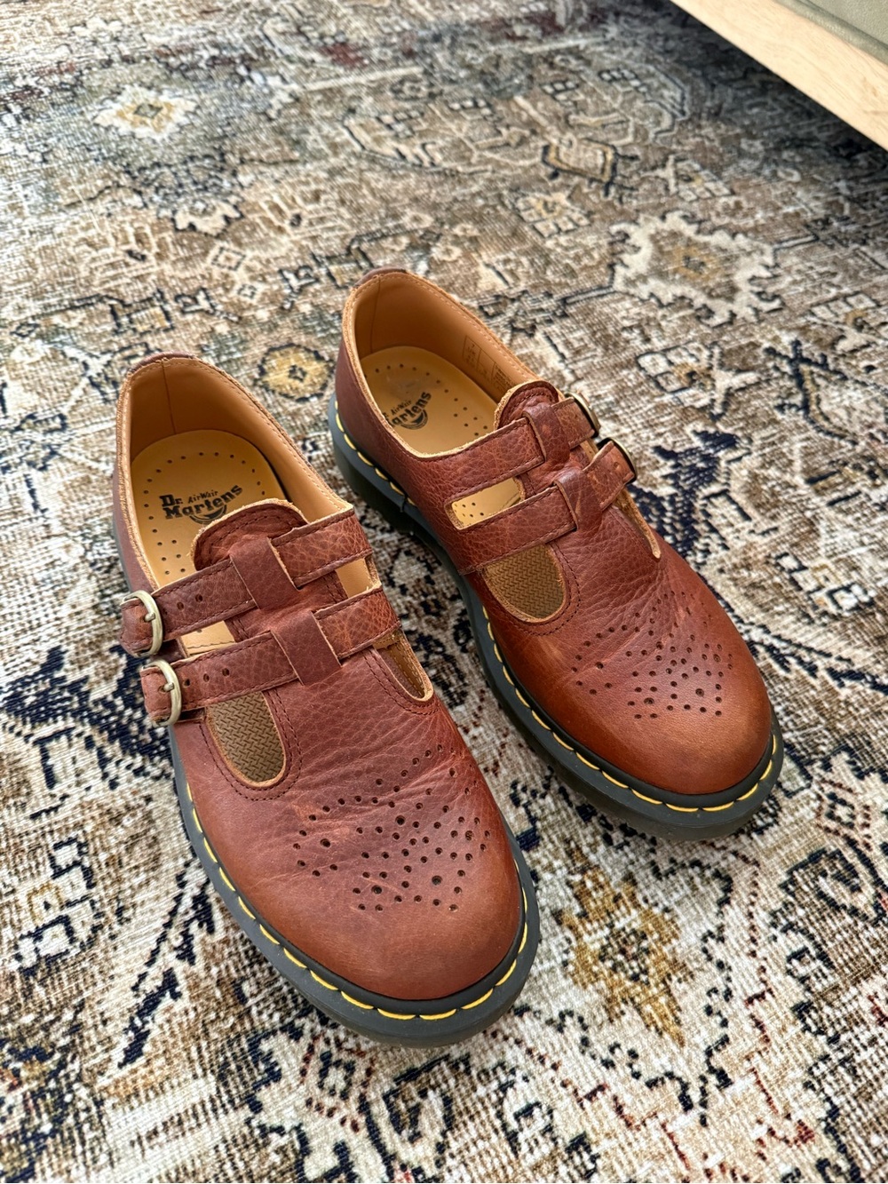 Dr. Martens Brown Double Strap Mary Jane Shoes - Picture 6 of 7